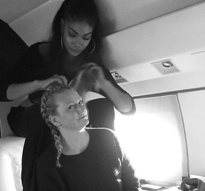 Chanel Iman Shares Her In-Flight Braiding Skills